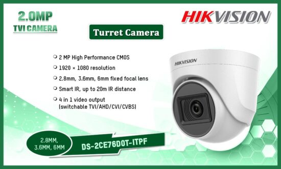 DS 2CE76D0T ITPF Hikvision 2MP TVI Turret Camera In Sri Lanka